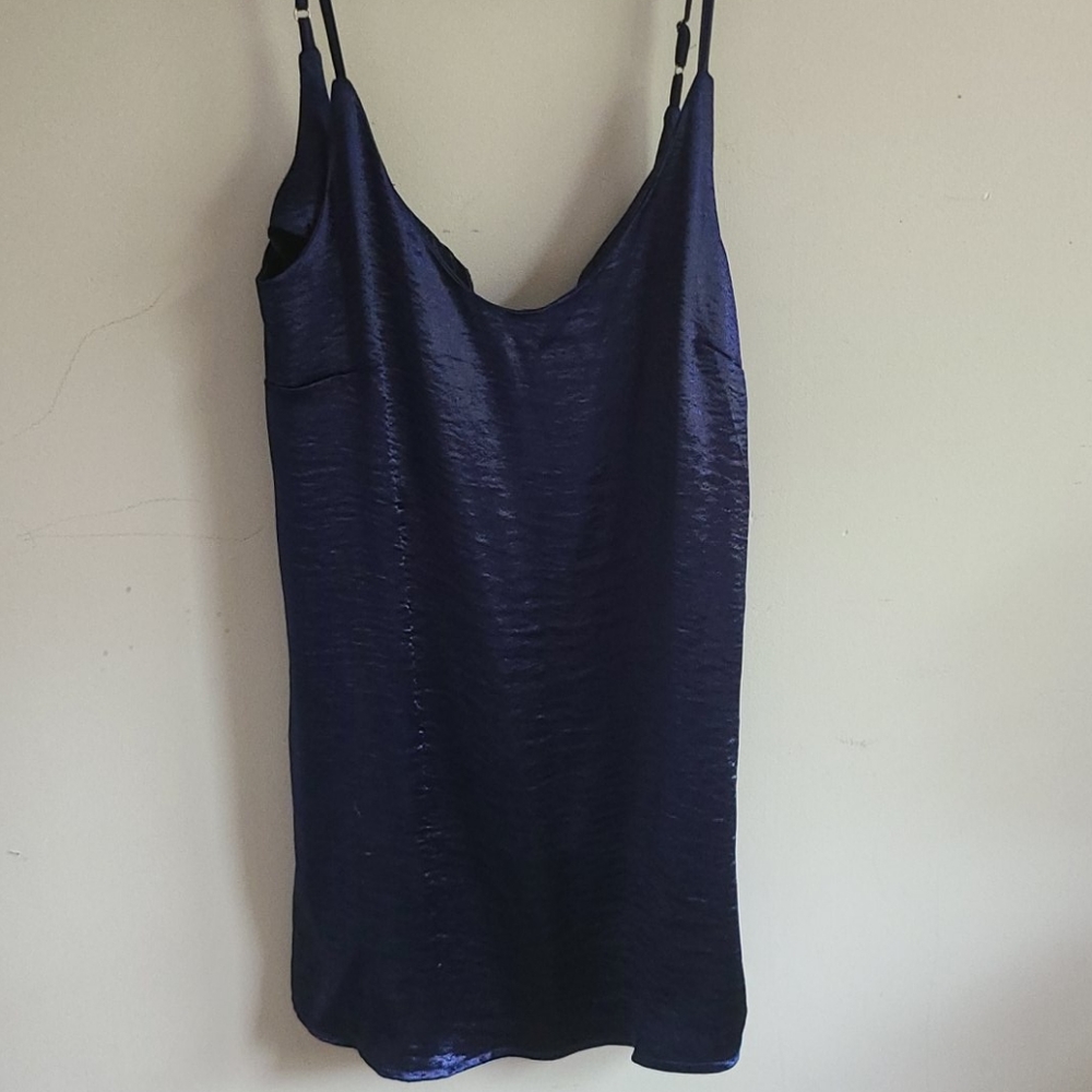 Misssguided slip on open back satin dress, size S